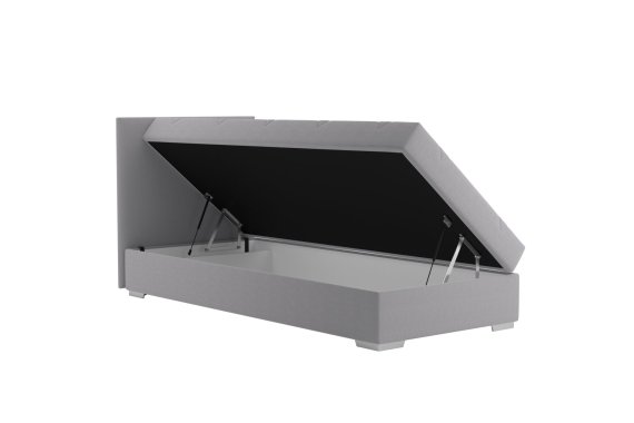 Válenda Riga v rozměru 90x200 cm, v potahu Crown 17 Grey, hlavové čelo, úložný prostor