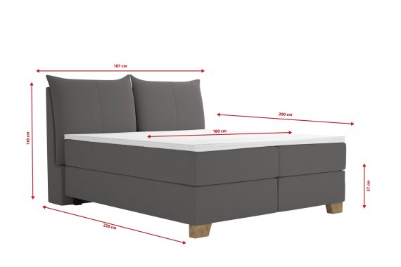 Boxspring Brisa v rozměru 180x200 cm, v potahu Trend 15 Grey, rozměry