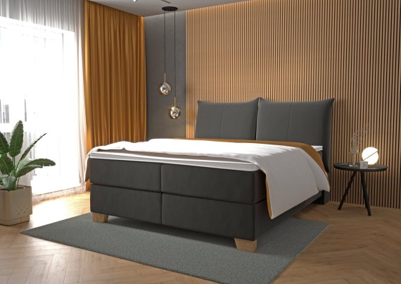 Boxspring Brisa v rozměru 180x200 cm, v potahu Trend 17 Black, interiér