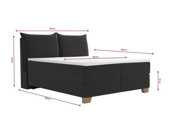 Boxspring Brisa v rozměru 180x200 cm, v potahu Trend 17 Black, rozměry