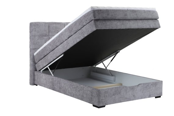 Boxspring Foxy v rozměru 140x200 cm, v látce Astra 18 Ash, úložný prostor