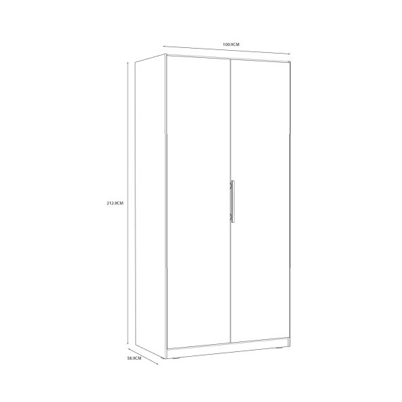 Šatní skříň Cadixo 101x213x59 cm, dub sonoma, rozměry
