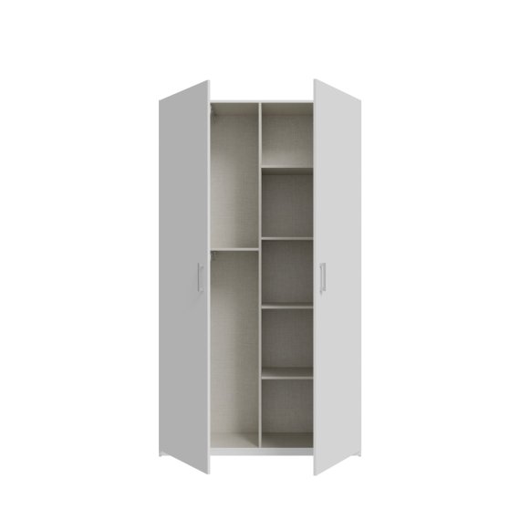 Šatní skříň Nook 120x211x42 cm, bílá, otevřená
