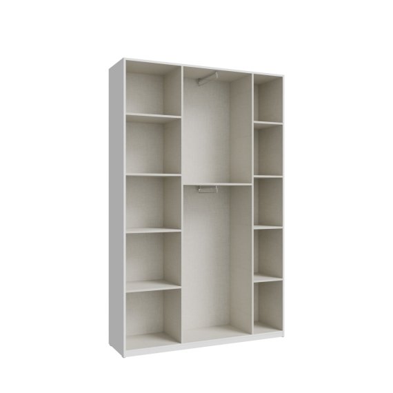 Šatní skříň Nook 134x211x42 cm, bílá, vnitřní řešení