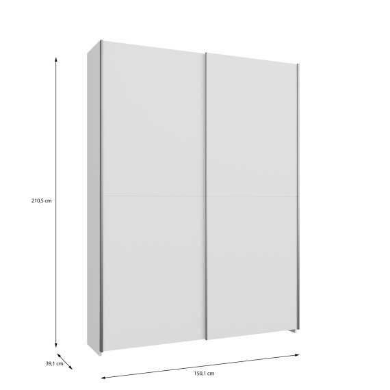 Šatní skříň Nook s posuvnými dveřmi 151x210x40 cm, bílá, vnější rozměry