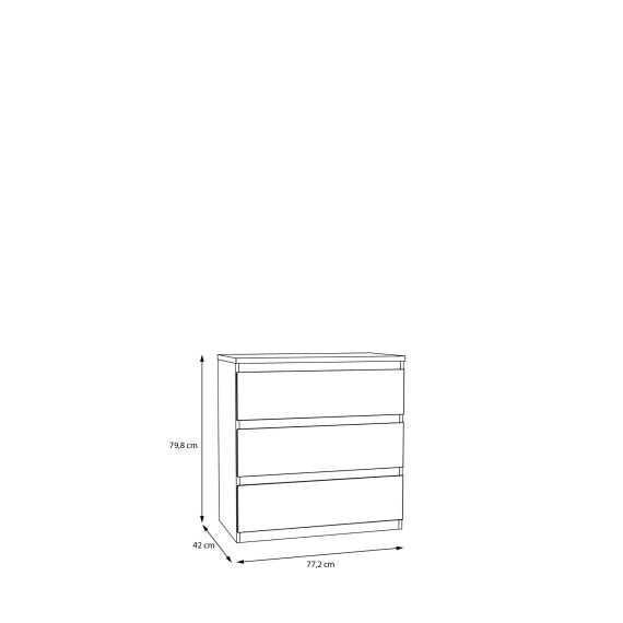 Komoda Edmore se šuplíky 73x80x43 cm, bílá, vnější rozměry