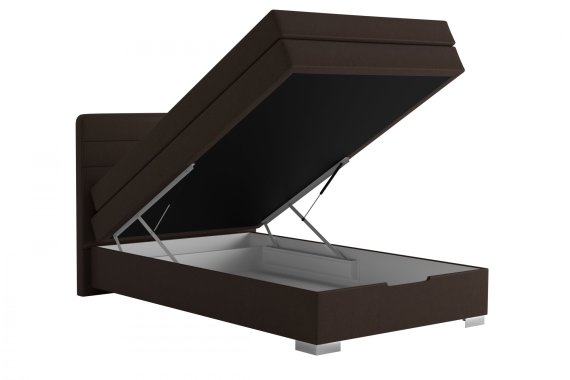 Boxspring Maria v rozměru 140x200 cm, v potahu Loft Brown, ukázka úložného prostoru