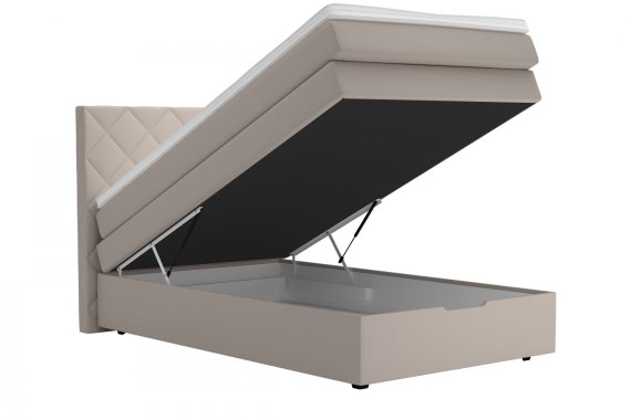 Boxspring Atika v rozměru 120x200 cm, v potahu Amore 31, ukázka úložného prostoru