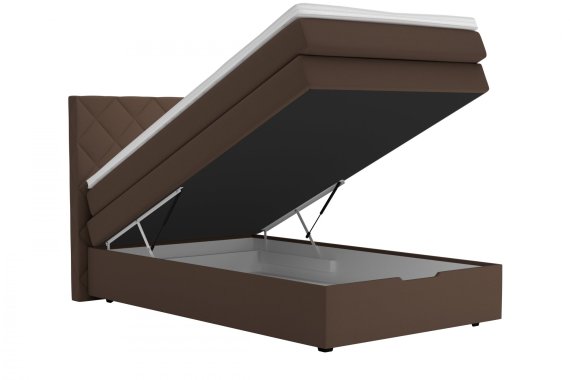 Boxspring Atika v rozměru 120x200 cm, v potahu Enjoy 4 Brown, ukázka úložného prostoru 