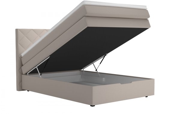 Boxspring Atika v rozměru 140x200 cm, v potahu Amore 31, ukázka úložného prostoru