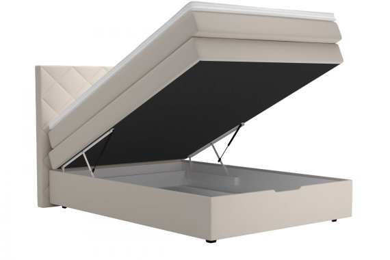 Boxspring Atika v rozměru 140x200 cm, v potahu Enjoy 1 Beige, ukázka úložného prostoru