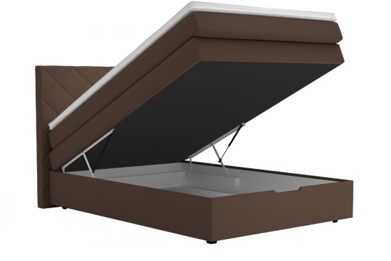 Boxspring Atika v rozměru 140x200 cm, v potahu Enjoy 4 Brown, ukázka úložného prostoru