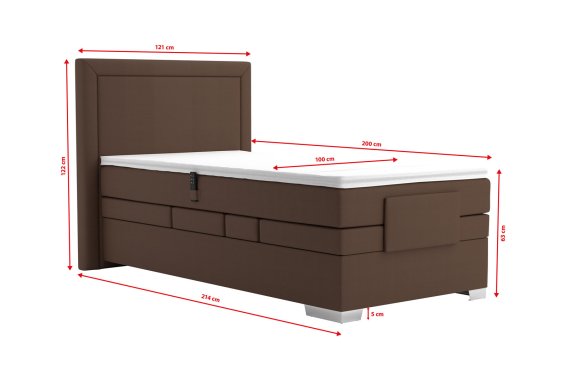 Boxspring Margo v rozměru 100x200 cm, v potahu Enjoy 4 Brown, rozměry