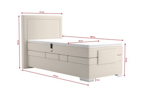Boxspring Margo v rozměru 90x200 cm, v potahu Enjoy 1 Beige, rozměry