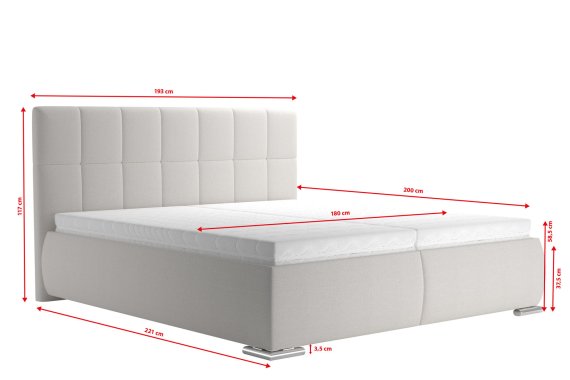Dvoulůžko Sanza v rozměru 180x200 cm, v potahu Savoy 21 Cream, rozměry