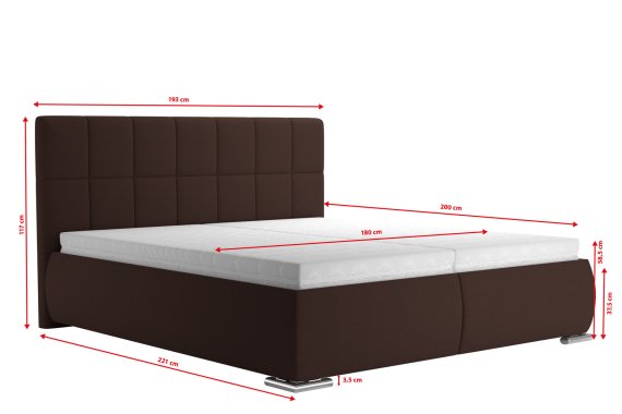 Dvoulůžko Sanza v rozměru 180x200 cm, v potahu Savoy 25 Choco, rozměry