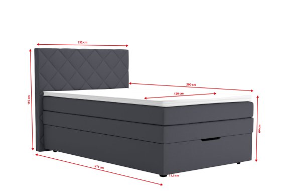 Boxspring Atika v rozměru 120x200 cm, v potahu Amore 32, rozměry
