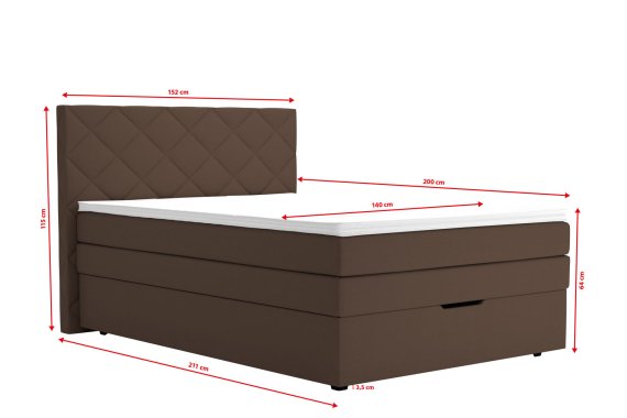 Boxspring Atika v rozměru 140x200 cm, v potahu Enjoy 4 Brown, rozměry