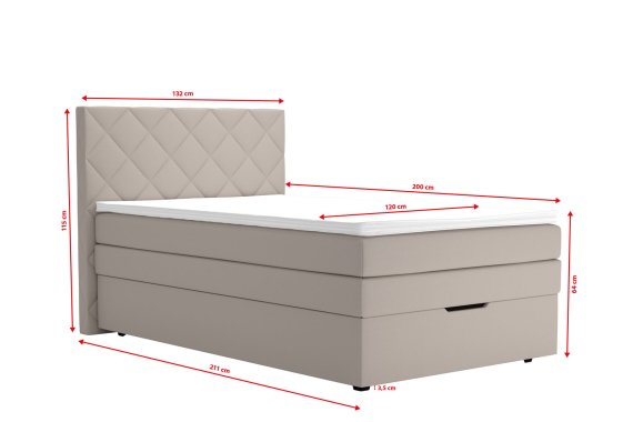 Boxspring Atika v rozměru 120x200 cm, v potahu Amore 31, rozměry