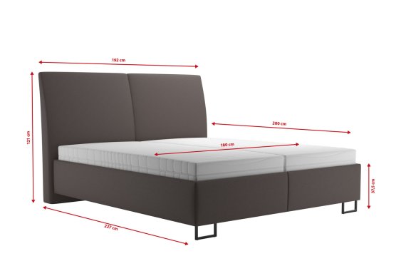 Dvoulůžko Margaret v rozměru 180x200 cm, v potahu Prima 6 Taupe, rozměry