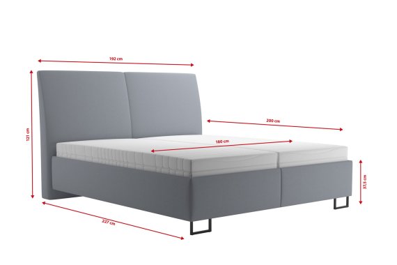 Dvoulůžko Margaret v rozměru 180x200 cm, v potahu Matrix 21, rozměry