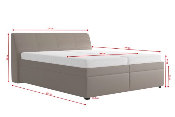 Dvoulůžko Merkur v rozměru 160x200 cm, v potahu Loft Taupe, rozměry