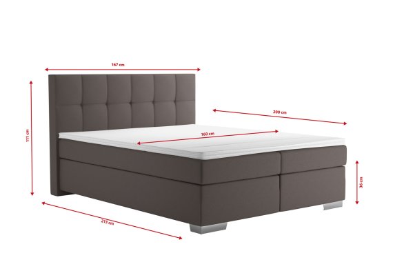Boxspring Potenza v rozměru 160x200 cm, v potahu Prima 6 Taupe, rozměry