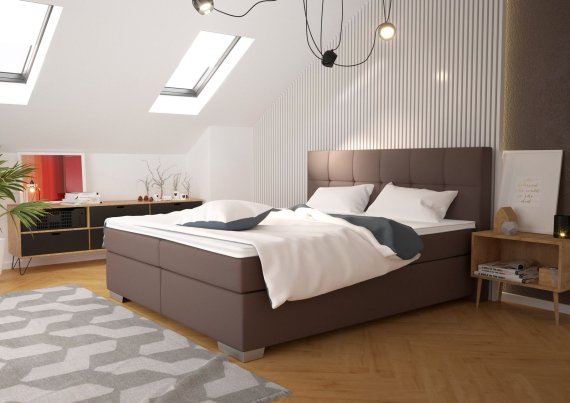 Boxspring Potenza v rozměru 160x200 cm, v potahu Prima 6 Taupe, interiér 