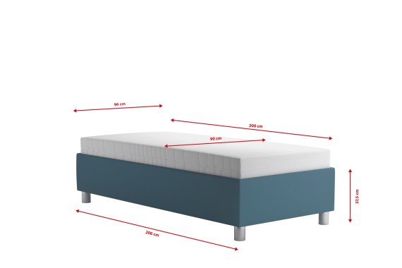 Válenda Neptun v rozměru 90x200 cm, v potahu Trinity 13 Azur, rozměry