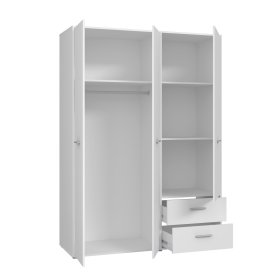 Skříň Mokar se šuplíky, bílá, otevřená