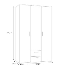 Skříň Nant se šuplíky a zrcadlem, dub sonoma, rozměry