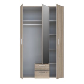 Skříň Nant se šuplíky a zrcadlem, dub sonoma, otevřená