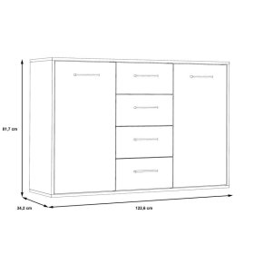 Komoda Anta se šuplíky, bílá a dub sonoma, rozměry