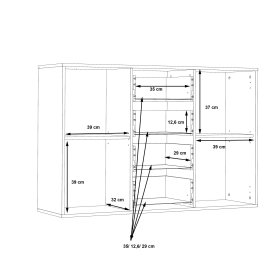 Komoda Anta se šuplíky, černá a dub artisan, rozměry