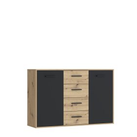 Komoda Anta se šuplíky, černá a dub artisan