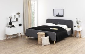 Noční stolek Mirato se šuplíkem, bílý a dub masivní, interiér