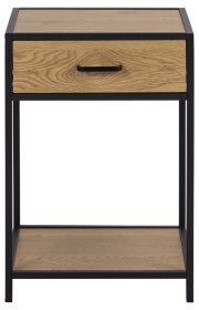 Noční stolek Senito se šuplíkem, černá a dub