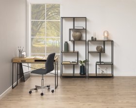 Psací stůl Senito se šuplíkem, černá a dub, interiér