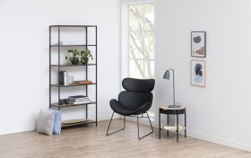 Knihovna Senito, černá a dub, interiér