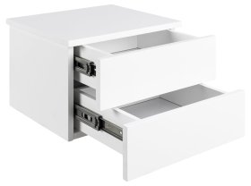 Noční stolek Avilo se šuplíky, bílý, otevřený