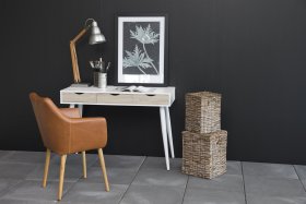 Psací stůl Nipona se šuplíky, bílý a dub sonoma, interiér