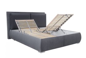 Dvoulůžko Korona v rozměru 180x200 cm, v potahu Savoy 94 DK. Grey a Arte 14, ukázka polohování roštu