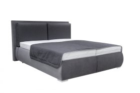 Dvoulůžko Korona v rozměru 180x200 cm, v potahu Savoy 94 DK. Grey a Arte 14, s přehozem