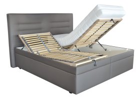 Dvoulůžko Real v rozměru 180x200 cm, v potahu Loft Coffee, ukázka polohování roštu 