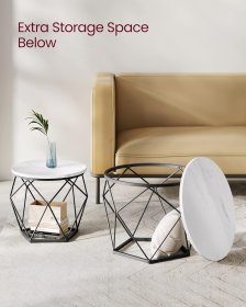 Stolek Nomar, set 2 stolků, 50x50x41 cm + 40x40x36 cm, bílý a černý, interiér