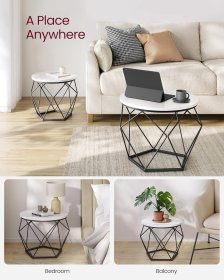 Stolek Nomar, set 2 stolků, 50x50x41 cm + 40x40x36 cm, bílý a černý, interiér