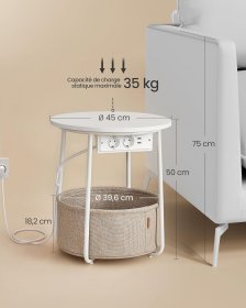 Stolek Pelin 45x50, bílý, rozměry