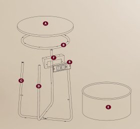 Stolek Pelin 45x50, bílý, rozměry