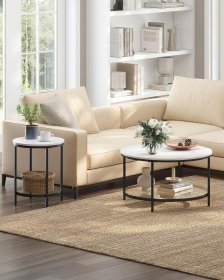 Stolek Fira 45x45x55, bílý a černý, interiér