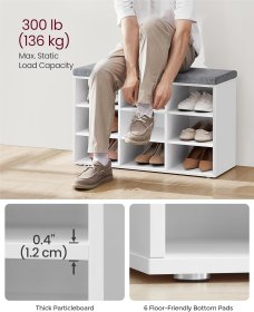 Lavice Maki 30x79x48, bílá a šedá. detail